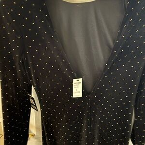 Express Black Dress with Gold Accents